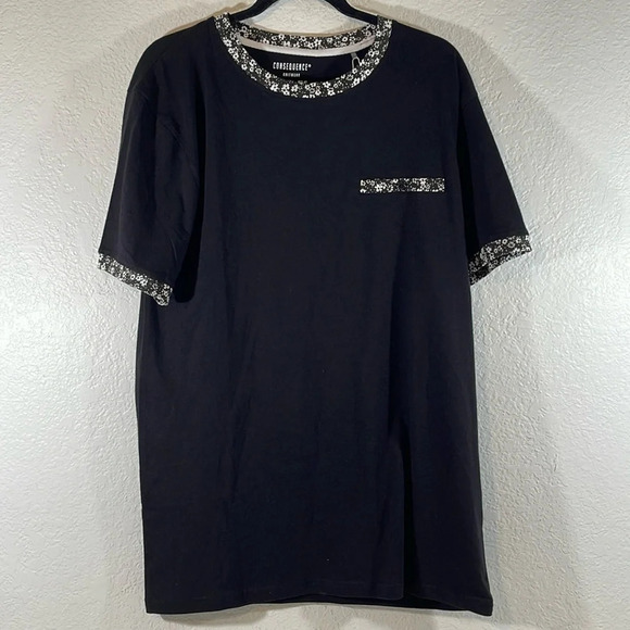 CONSEQUENCE KNITWEAR Black Short Sleeve Shirt Size Large NEW - Picture 1 of 10
